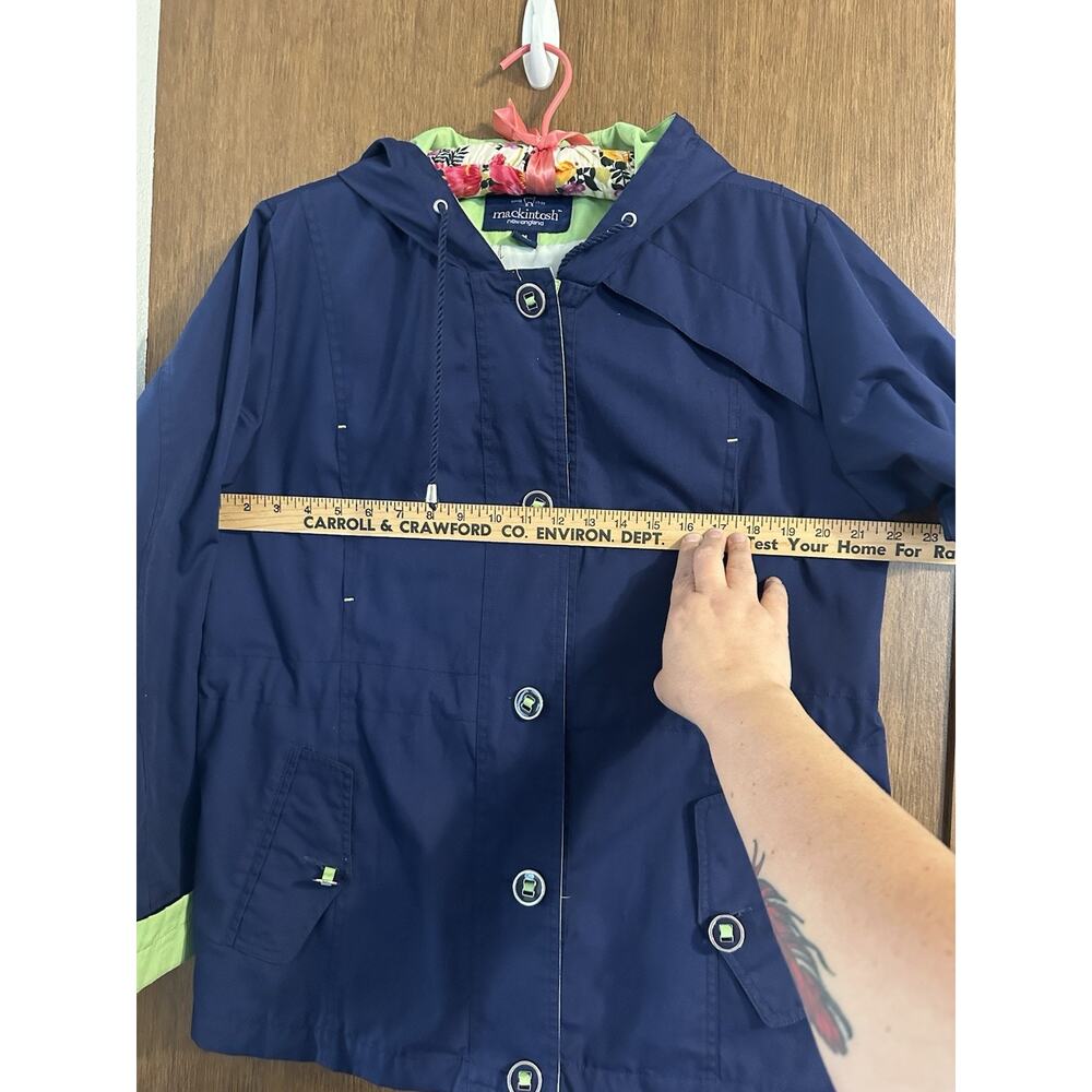 Mackintosh New England Womens M Rain Jacket Blue Hooded Coat adjustable waist - Picture 10 of 13